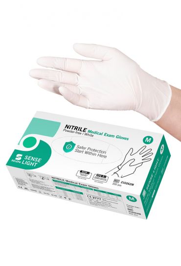 NITRILE GLOVES SELEFA®SENSE LIGHT, WHITE, MEDIUM